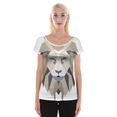 Polygonal Low Poly Lion Feline Cap Sleeve Top