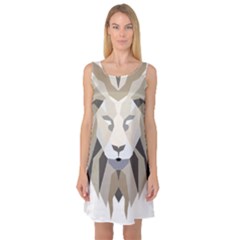 Polygonal Low Poly Lion Feline Sleeveless Satin Nightdress