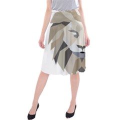 Polygonal Low Poly Lion Feline Midi Beach Skirt