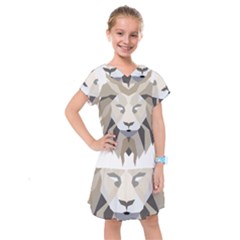 Polygonal Low Poly Lion Feline Kids  Drop Waist Dress