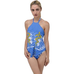 Flag Of World Health Organization Go With The Flow One Piece Swimsuit by abbeyz71