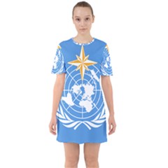 Flag Of World Meteorological Organization Sixties Short Sleeve Mini Dress by abbeyz71