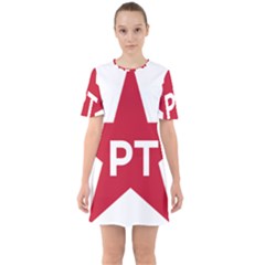 Logo Of Brazil Workers Party Sixties Short Sleeve Mini Dress by abbeyz71