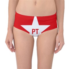 Flag Of Brazil Workers Party Mid-waist Bikini Bottoms by abbeyz71