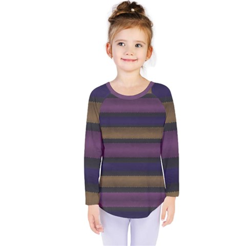 Stripes Pink Yellow Purple Grey Kids  Long Sleeve Tee by BrightVibesDesign