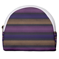 Stripes Pink Yellow Purple Grey Horseshoe Style Canvas Pouch by BrightVibesDesign
