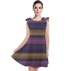 Stripes Pink Yellow Purple Grey Tie Up Tunic Dress by BrightVibesDesign