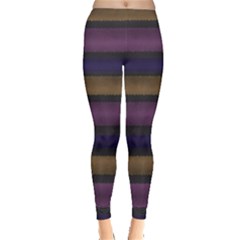 Stripes Pink Yellow Purple Grey Leggings  by BrightVibesDesign