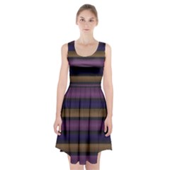 Stripes Pink Yellow Purple Grey Racerback Midi Dress by BrightVibesDesign