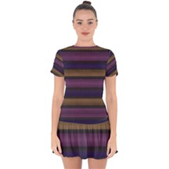 Stripes Pink Yellow Purple Grey Drop Hem Mini Chiffon Dress by BrightVibesDesign