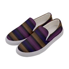 Stripes Pink Yellow Purple Grey Women s Canvas Slip Ons by BrightVibesDesign