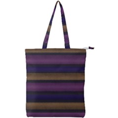 Stripes Pink Yellow Purple Grey Double Zip Up Tote Bag by BrightVibesDesign