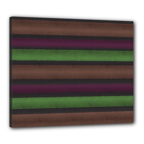 Stripes Green Brown Pink Grey Canvas 24  X 20  (stretched) by BrightVibesDesign