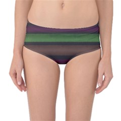 Stripes Green Brown Pink Grey Mid-waist Bikini Bottoms by BrightVibesDesign