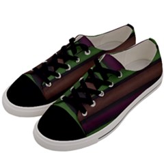 Stripes Green Brown Pink Grey Men s Low Top Canvas Sneakers by BrightVibesDesign