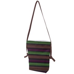 Stripes Green Brown Pink Grey Folding Shoulder Bag by BrightVibesDesign