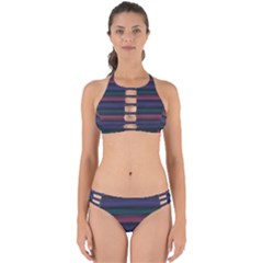 Stripes Pink Purple Teal Grey Perfectly Cut Out Bikini Set by BrightVibesDesign