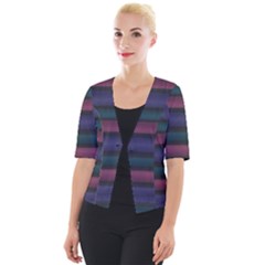 Stripes Pink Purple Teal Grey Cropped Button Cardigan by BrightVibesDesign