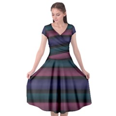 Stripes Pink Purple Teal Grey Cap Sleeve Wrap Front Dress by BrightVibesDesign