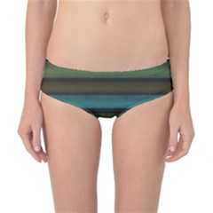 Stripes Teal Yellow Brown Grey Classic Bikini Bottoms by BrightVibesDesign