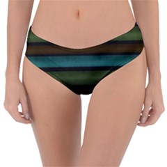 Stripes Teal Yellow Brown Grey Reversible Classic Bikini Bottoms by BrightVibesDesign