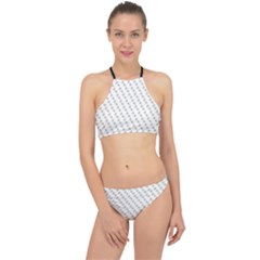 No Step On Snek Pattern White Background Meme Racer Front Bikini Set by snek