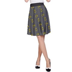 No Step On Snek Pattern Charcoal Dark Gray Background Meme A-line Skirt by snek