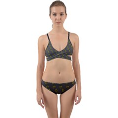 No Step On Snek Pattern Charcoal Dark Gray Background Meme Wrap Around Bikini Set by snek