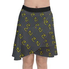 No Step On Snek Pattern Charcoal Dark Gray Background Meme Chiffon Wrap Front Skirt by snek