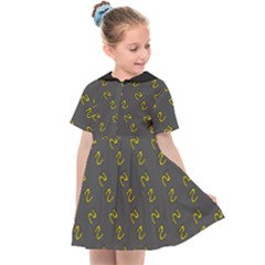 No Step On Snek Pattern Charcoal Dark Gray Background Meme Kids  Sailor Dress by snek