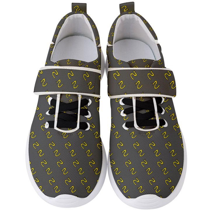 No Step On Snek Pattern Charcoal Dark Gray background Meme Men s Velcro Strap Shoes