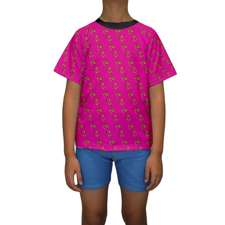 No Step On Snek Pattern Pink background Meme Kids  Short Sleeve Swimwear