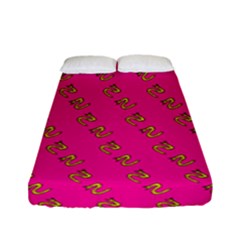 No Step On Snek Pattern Pink Background Meme Fitted Sheet (full/ Double Size) by snek