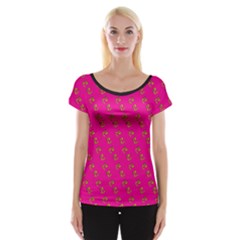 No Step On Snek Pattern Pink Background Meme Cap Sleeve Top by snek