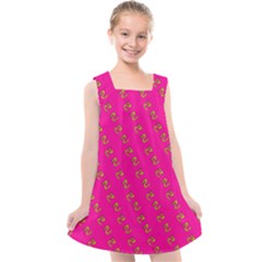 No Step On Snek Pattern Pink Background Meme Kids  Cross Back Dress by snek