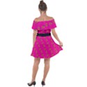 No Step On Snek Pattern Pink background Meme Off Shoulder Velour Dress View2