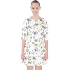 No Step On Snek Do Not Bubble Speech Pattern White Background Meme Quarter Sleeve Pocket Dress by snek