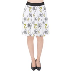 No Step On Snek Do Not Bubble Speech Pattern White Background Meme Velvet High Waist Skirt by snek