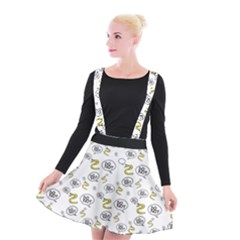 No Step On Snek Do Not Bubble Speech Pattern White Background Meme Suspender Skater Skirt by snek