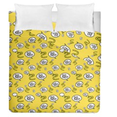 No Step On Snek Do Not Bubble Speech Pattern Yellow Background Meme Duvet Cover Double Side (queen Size) by snek