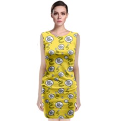 No Step On Snek Do Not Bubble Speech Pattern Yellow Background Meme Sleeveless Velvet Midi Dress by snek