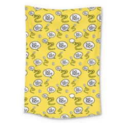 No Step On Snek Do Not Bubble Speech Pattern Yellow Background Meme Large Tapestry by snek