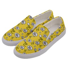 No Step On Snek Do Not Bubble Speech Pattern Yellow Background Meme Men s Canvas Slip Ons by snek