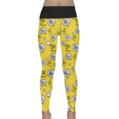 No Step On Snek Do Not Bubble Speech Pattern Yellow Background Meme Lightweight Velour Classic Yoga Leggings by snek