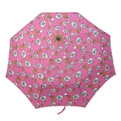 No Step On Snek Do Not Bubble Speech Pattern Pink Background Meme Folding Umbrella by snek