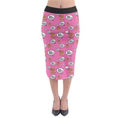 No Step On Snek Do Not Bubble Speech Pattern Pink Background Meme Midi Pencil Skirt by snek