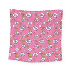 No Step On Snek Do Not Bubble Speech Pattern Pink Background Meme Square Tapestry (small) by snek