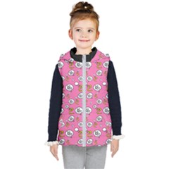 No Step On Snek Do Not Bubble Speech Pattern Pink Background Meme Kids  Hooded Puffer Vest by snek