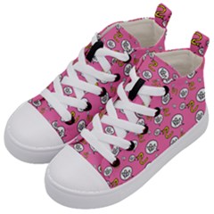 No Step On Snek Do Not Bubble Speech Pattern Pink Background Meme Kids  Mid-top Canvas Sneakers by snek