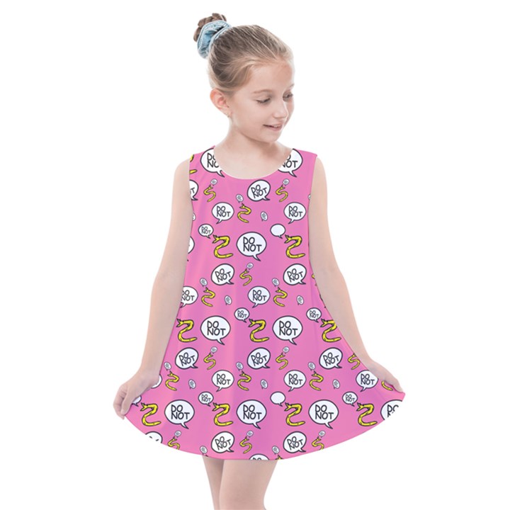 No Step On Snek DO NOT bubble speech Pattern pink background Meme Kids  Summer Dress